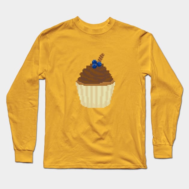 Light chocolate cupcake pixel art Long Sleeve T-Shirt by toffany's